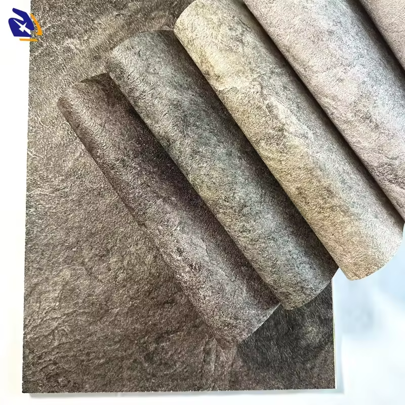 Manufacturer Stone Grey PVC Film Embossed and Stained Decorative Panel for Interior Wall PVC Lamination with Pebbles Design